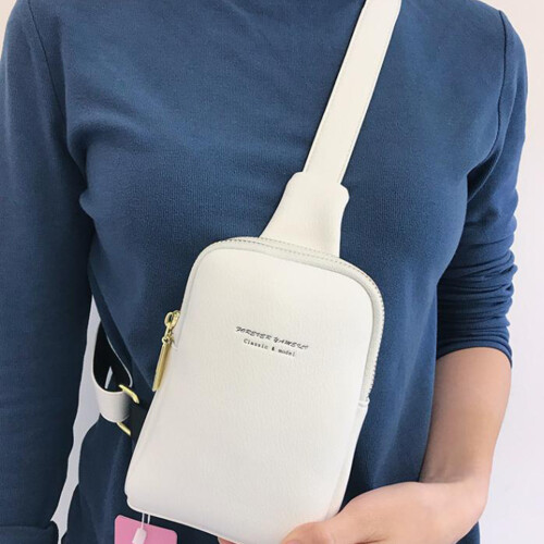Δερμάτινη τσάντα μέσης Crossbody για γυναίκες, κομψή, μικρή τσάντα Sling, με 1