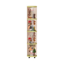 Plush Toy Organizer Tube with Four-Layer Wheels, Clear Vertical Basket Holder for Kids Room, Playroom, Nursery, Green