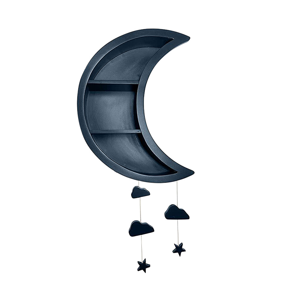 Wooden Crescent Moon Shelf Healing Stone Decor For Bedroom Wall Mounted Floating Crystal Display Shelf Ideal For Essential Oils And Spiritual Decor 9148971666687