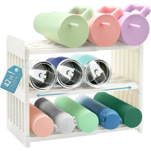 Expandable Water Bottle Organizer, Universal Use for Kitchen Cabinets, Detail Design Non-Slip Storage Rack (Chlorine-Free Shatterproof Plastic)