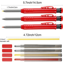 Construction Grade Mechanical Carpenter Pencils, Carbide Scribe Tool with Solid Lead, Deep Hole Marker for Hard-To-Reach Spaces, Design Patent