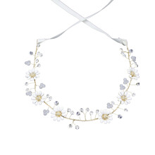 Flexibelt banddesign Bohemiskt tyg Prästkrageblomma, Håraccessoarer för speciella tillfällen Kristallblad Elegant design för bröllop Bal