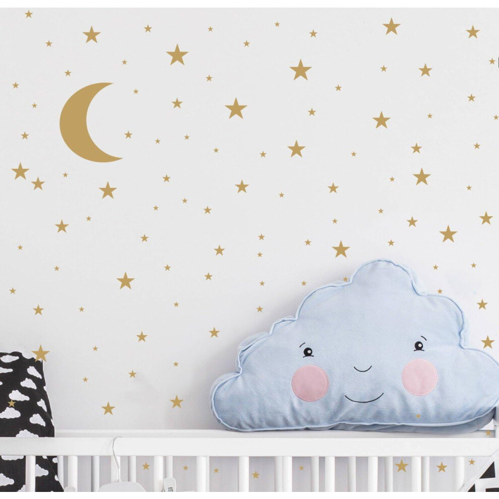 Matte Stars Home Decor, Environment Friendly Smooth Surface Application Polka Wall Decor Sticker For Boy Girls Baby Room, Easy To Apply Gold