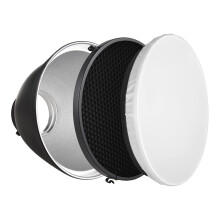 9 Inch Reflector Mount for Studio Photography, Aluminum Alloy, 60 Degree, White Cloth for Portraits and Weddings