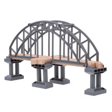1 Piece Wooden Train Rail Cross Toy Scene Layout Prop Tunnel Bridge Children Grey