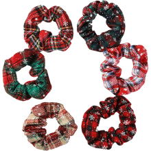 Conjunto de 6 peças com faixas de cabelo confortáveis e elásticas com nó cruzado, prendedores de rabo de cavalo, brincos e design quadriculado