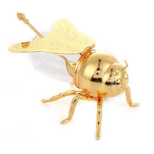 Honey Jar with Dipper, Decorative Bee Design Honey Pot with Lid for Kitchen Storage, Gold