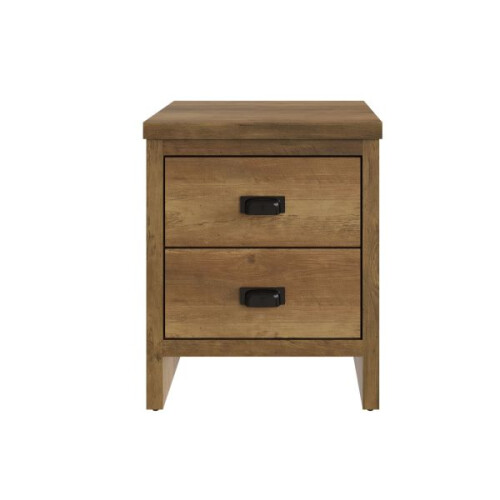 Boston 2 Drawer Bedside Table Knotty Oak Cabinet 1