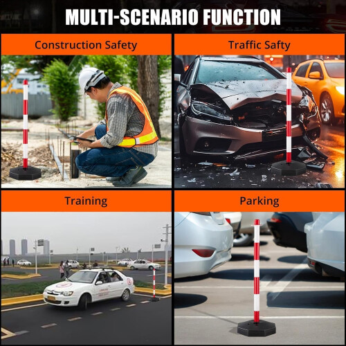 Adjustable Reflective Traffic Warning Post with Water Fill Base for Road Construction Safety 2