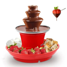Mini Chocolate Fountain, 3Tier Cascade Design with OneButton Heating for Parties and Weddings Red