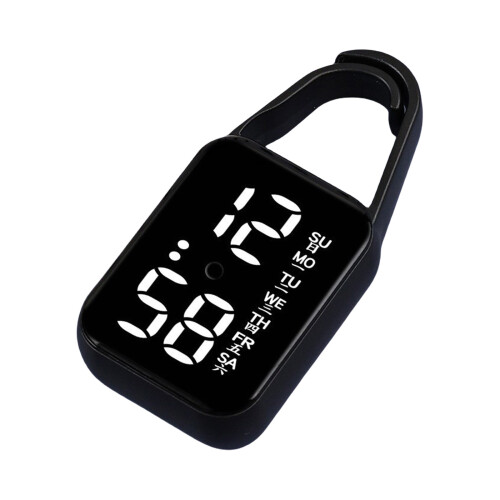 Keychain Pocket Watch Electronic Hanging Watch Waterproof-Black