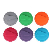 Set of 6 silicone can covers for beverages, beer cans, lid seals, leakproof and durable, for picnics, outdoors.