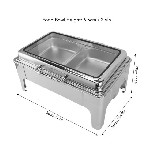 Edelstahl 9L Bain-Marie Buffet-Set mit Deckel & 2 Fächern 1