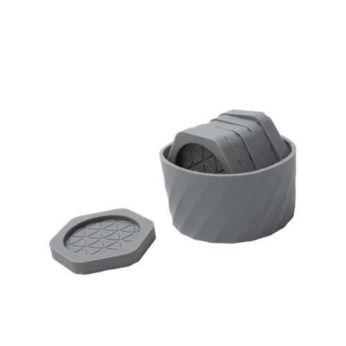 6Pcs Nonslip Hexagonal Drink Coaster Set Comes With-Gray