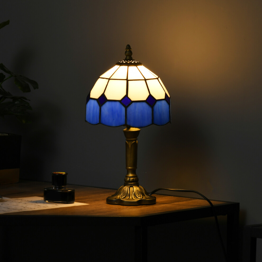 Homcom Antique Table Lamp, For Bedroom Bedside, Bulb Not Included, Blue