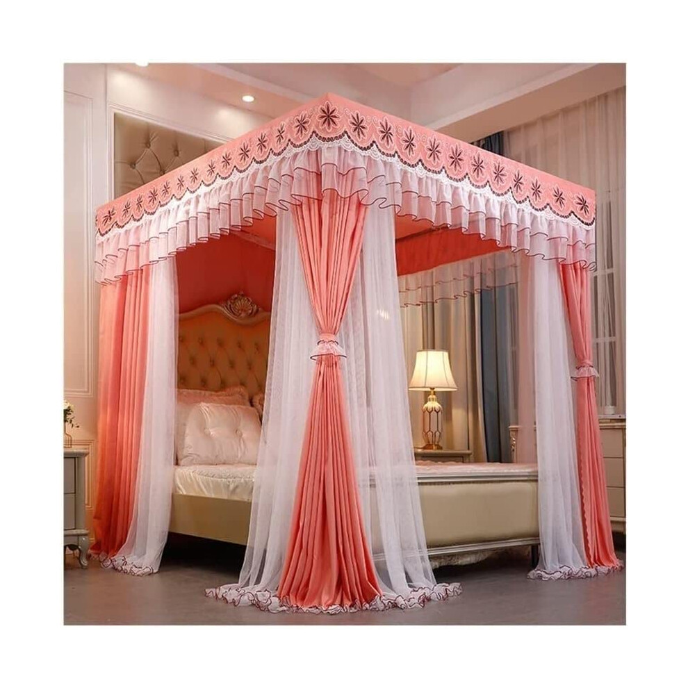 Dustproof Bed Canopy, Lace Bed Curtain for Girls Room Decor, 360 Wrapped Blackout Mosquito Net (Color: Style 1, Size: 1.8x2x2m)