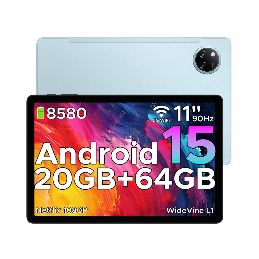 (Blue) Doogee Tab A9+ ,11-Inch 90Hz+1080P ,Android Ai Tablet ,8580Mah 20Gb Ram + 64Gb Rom,Wifi 5,Widevine L1, Face Id, Otg, Gps Blue 6923740259580