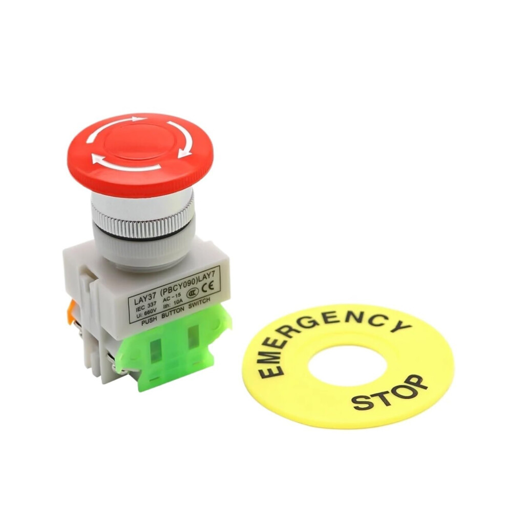 Emergency Stop Push Button Switch Ac 660V 10A Red Mushroom Cap Latching Dpst For Elevator 9382693968425