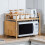 Expandable Bamboo Kitchen Shelf, Multi-purpose Microwave Stand with Hooks, Compact Design for Efficient Organisation, Easy-to-Adjust Length, Five-Year 1