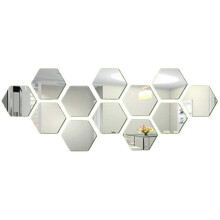 Plastic Mirror Tiles for Smooth Surface Application, Hexagon Acrylic Mirror Stickers Non Glass Mirror with Protective Film