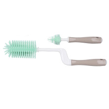 2 Stück Silikon-Drehflaschenbürstenset – Grün, Weicher ergonomischer Griff
