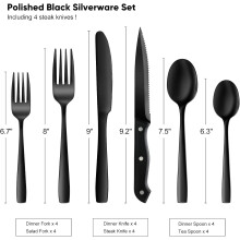 Matte Black Flatware Set, Stainless Steel Non-toxic Rust Resistance, Dishwasher Safe Ergonomic Design for Everyday Dining