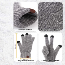 Knit Hat Scarf Gloves Set for Winter, Long Knit Scarf Touch Screen Gloves Warm Knit Hat, Anti-Slip Knit Gloves Fleece Lined Beanie for Outdoor Wear,