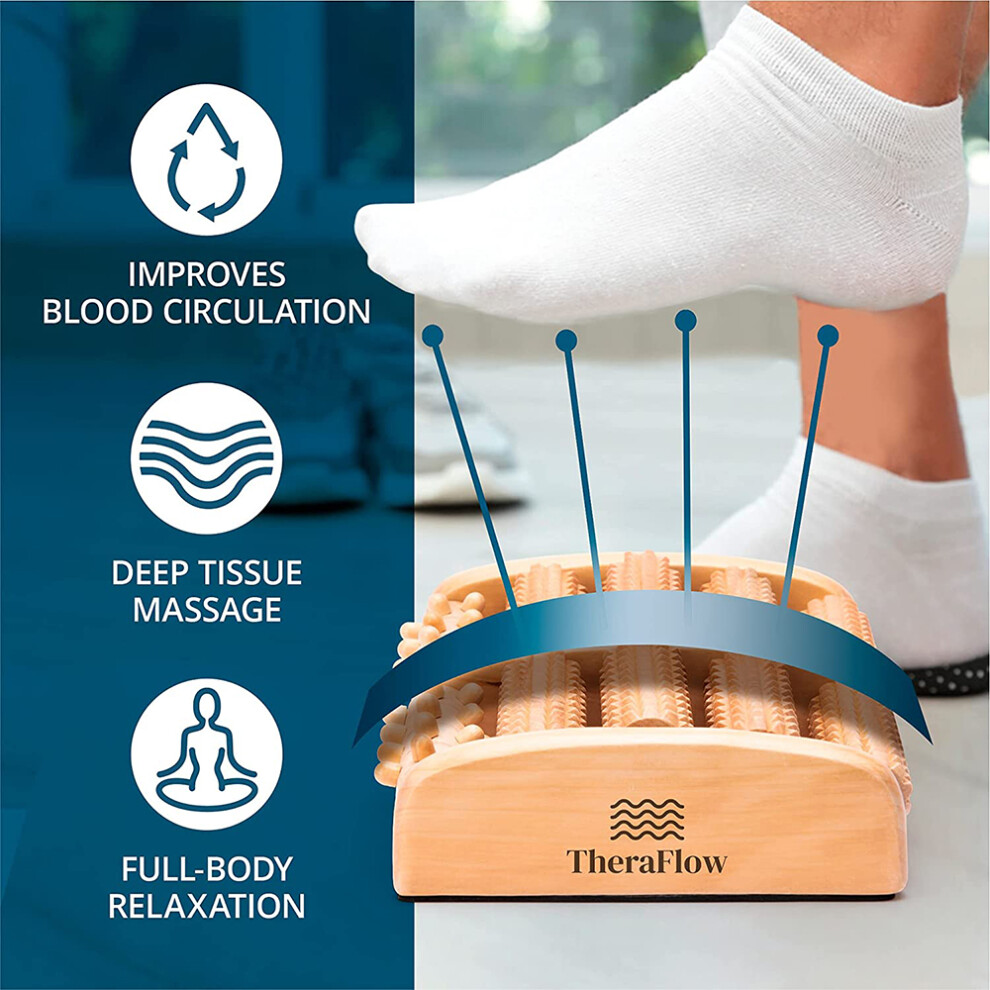 Foot Roller Massager, Stimulate Foot Reflexes for Deep Relief & Wellbeing - Dual Wood Foot Massager for Portable Arch-Shaped Innovation, Non-Slip
