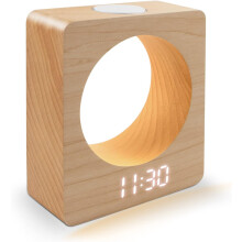 Sveglia moderna con effetto alba, lampada da scrivania a LED in legno con tre impostazioni di allarme per un risveglio personalizzato, illuminazione