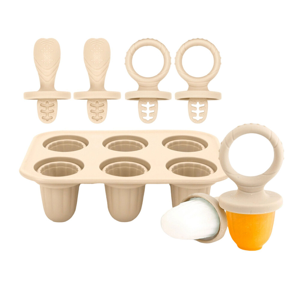6 Piece Teething Ice Popsicles Molds For Infants- Model A Beige