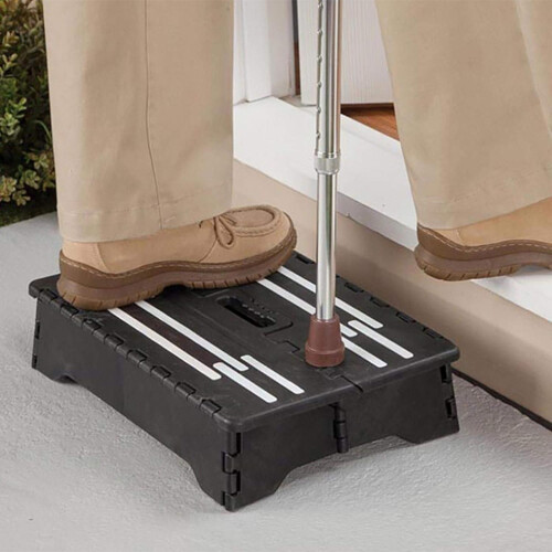 Portable Folding Mobility Step Stool with NonSlip Large Platform for Elderly and Disabled  Black 1