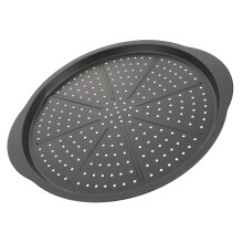15Inch Pizza Pan Carbon Steel Nonstick Coating Perforated Even