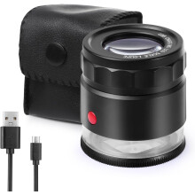 30X Magnifying Glass, USB Rechargeable, 8 Lights, Portable Eye Magnifier for Sewing, Watches, Jewelry, Coins, Stamps