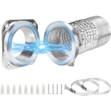 Magnetic dryer vent coupling connector kit - DV180 seal, easy-clean quick connector including one 3.3 ft 4" duct and two clamps