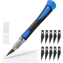 Scalpel with 10 Rust-Resistant Blades, Precision Cutting, Model Making Scalpel, for Artwork, DIY, Caving, Sculpture, Hobby Knives, Blue