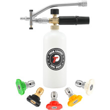 Schaumkanone mit Doppelanschluss, 1/4-Zoll-Schnellkupplung, 5 Hochdruckreinigerdüsen, 1 Liter