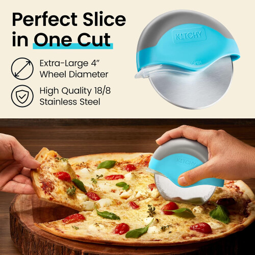 Pizzaschneiderrad mit Schutzklinge, ergonomischer Pizzaschneider 2