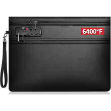 6400 Pochette ignifugée pour documents avec serrure, pochette ignifugée à double fermeture éclair pour argent et documents, sac ignifugé à isola