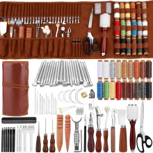 Leatherworking kit with custom storage bag - Beginner's tool kit - Tools and supplies for carving, punching, sewing, stamping
