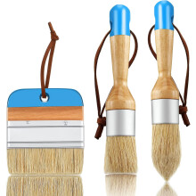 3-piece chalkboard paintbrush set - Oval, round and flat pointed brushes for furniture boards and interior decoration (blue)