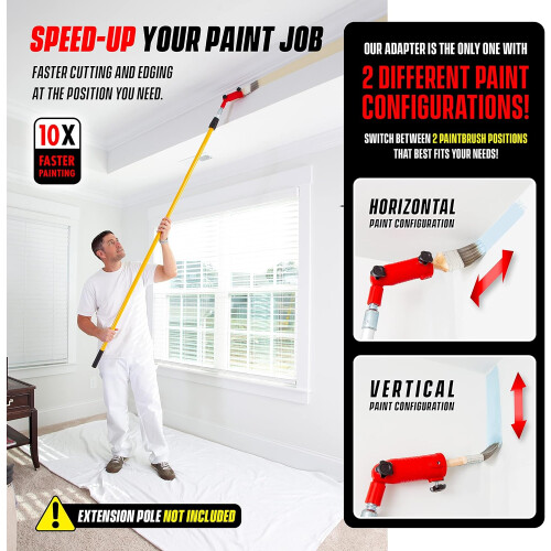Multi-angle paintbrush extender - High ceiling painting edge tool, extension pole accessories 2