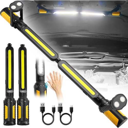 Sensor-controlled work light - 2400lm LED, 4400mAh rechargeable under-hood work light with hook and magnetic base