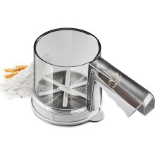 Meelfilter, bakzeef, handzame bakzeef van voedselkwaliteit, dubbel roestvrijstalen filter, roestvrije meelzeef voor snel zeven