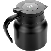 Vacuum teapot with infuser, filters for loose tea, stainless steel coffee maker with temperature display, 800ML, black