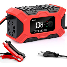 Car Battery Charger, 12V 6A LiFePO4 Motorcycle Battery Charger with Automatic Repair & LCD Screen, Smart Battery Charger for AGM/Gel/Wet/SLA