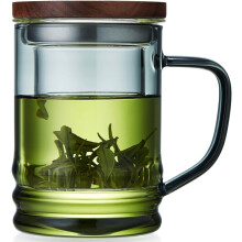 350ml Glass Tea Cup with Infuser and Lid, Heat-Resistant Borosilicate Glass Tea Cup for Loose Leaf and Blooming Tea, Gas Stove Safe