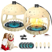 Flea traps for the home, 2-pack flea killers for the home, chemical-free, LED trap lamp, non-toxic flea trap lamp, natural insect traps