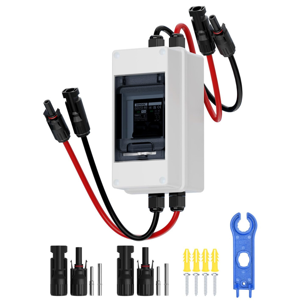 Photos - Other Electrical Equipment 40A 1000V DC solar isolator switch, IP65 waterproof with extension cable, battery disconnect switch for solar arrays