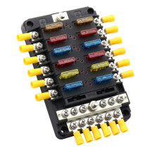 12-way fuse box with negative bus bar, 12V/24V DC blade fuse blocks, 12 circuits, fuse box holder for car, boat, SUV, RV, van