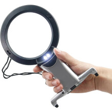 Reading Magnifier, Glass Magnifier Necklace, 2.5x 6x Illuminated, Glass Magnifier, Hands-Free Magnifying Glass, Large LED Illuminated Magnifying Lens